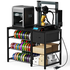 3D Printer Stand with Filament Storage Rack, Black 3D Printer Table with Power O