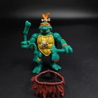 Vintage TMNT Cave Mike Ninja Turtles 1993 With Grass Skirt, Nunchuck, Axe