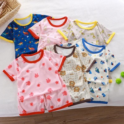 Pajamas Set Cartoon Short Sleeve Animal Print Summer Kids 7 13Y Nightwear Pajama