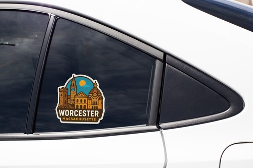 Worcester Massachusetts Aufkleber Abziehbild Vinyl gestanzt Stadt Skyline Wahrzeichen Design - Bild 8 von 9