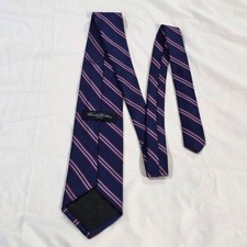 Brooks Brothers Silk REPP Stripe Necktie Blue Red Lined Pattern Woven in England