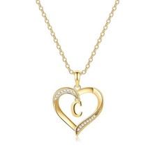 Gold Initial Necklaces for Teen Girls Women, Dainty Gold Heart Cute Necklace for