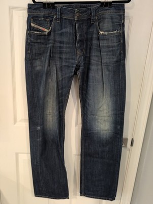 Diesel Larkee Men s Blue Jeans Made In Italy Button Fly Sz 32L 34W Straight Leg