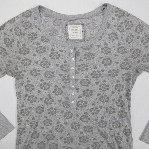 Top Babydoll Vintage Old Navy para mujer XL gris Henley Y2K floral ajustado - Imagen 4 de 11