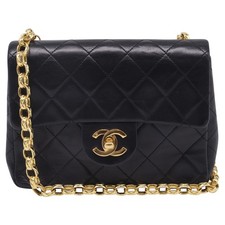 Chanel Quilted Square Mini Flap Bag In Lambskin Leather Women Black One Size