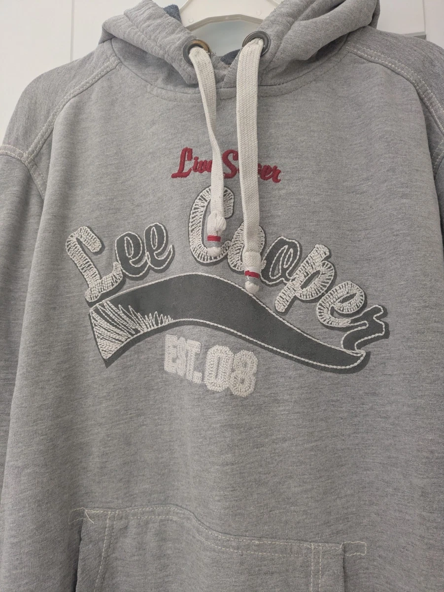 Sudadera con capucha gris Lee Cooper vintage para hombre talla mediana