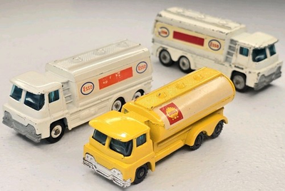 #ad 3 Husky Toys Shell Tanker Corgi Juniors Esso Fuel Truck Vintage Original $29.98