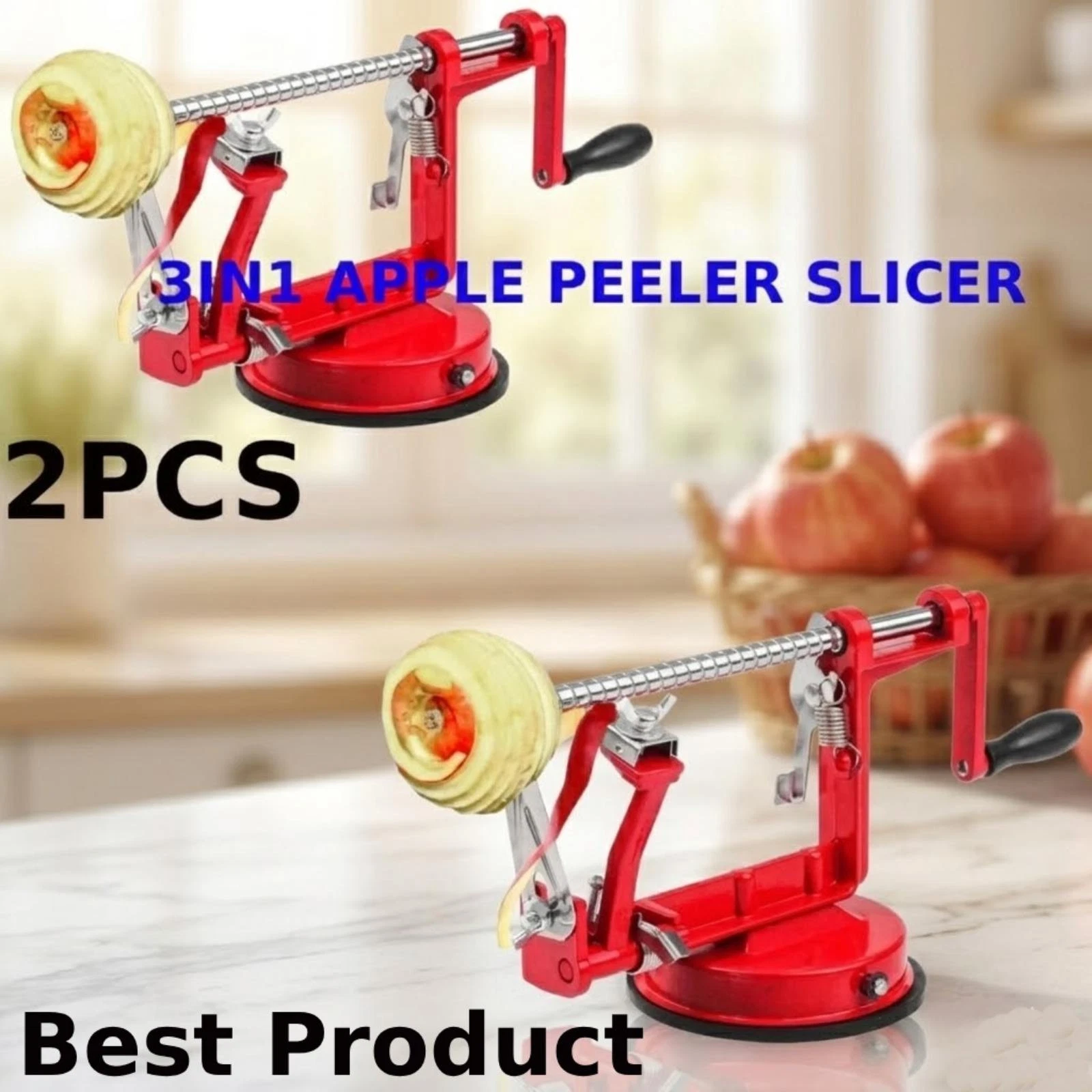 2x 3IN1 APPLE PEELER SLICER CORER DICER CUTTER KITCHEN POTATO FRUIT/VEG MACHINE