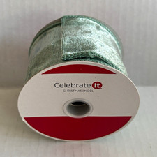 Celebrate It Wire-Edged Green velvet Polyester Christmas Ribbon 2 1/2" x 20 ft