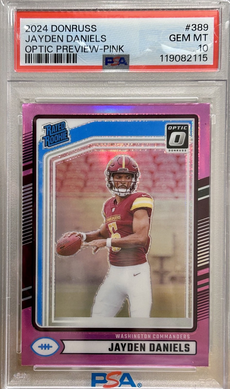 Jayden Daniels Panini Donruss #389 Optic Preview-Pink