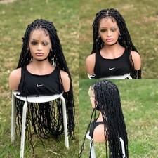 30’ long. Handmade faux locs wig. It’s made on a full lace wig. Light weight.