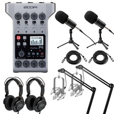 Zoom PodTrak P4 Podcast Recorder Bundle with 2x Zoom ZDM-1 Podcast Microphone Pa