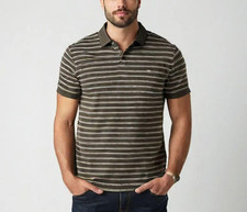 Brooks Brothers Męska koszulka polo w paski Brązowa Evergreen Rozmiar XL