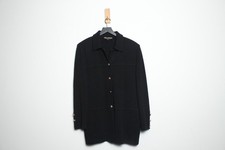 Vintage USA-Made St. John Wool Black Knit Jacket - Missing Buttons - Size 12