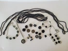 Lot Of 24 Black Vintage Costume Jewelry