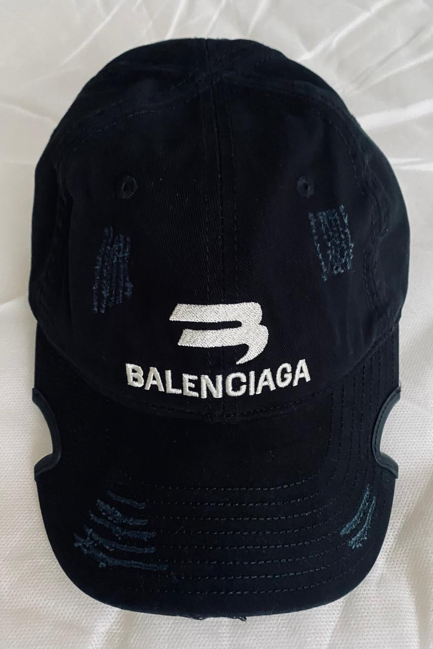 Balenciaga Baseball Cap Black Stone Washed Embroidery One Size