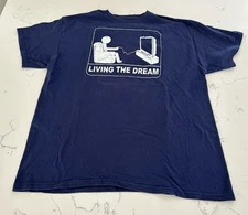 Urban Pipeline Gamer T-Shirt Men’s XL Navy “Living the Dream” Funny Graphic Tee