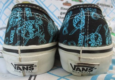 Vintage 90s VANS Dead Stock Blue Pirate Black Authentic Shoes Boy