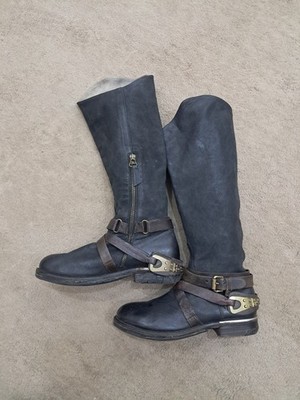 A.S.98 AS98 Airstep Womens Leather Hight Boots Buckle Brown Size 38 / 7.5-8 us