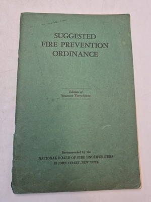 1947 Edition Suggested Fire Prevention Ordinance Worn READ 