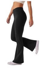 Women's High Waist Bootcut Yoga Pants Tummy Control Workout Flare Medium Black