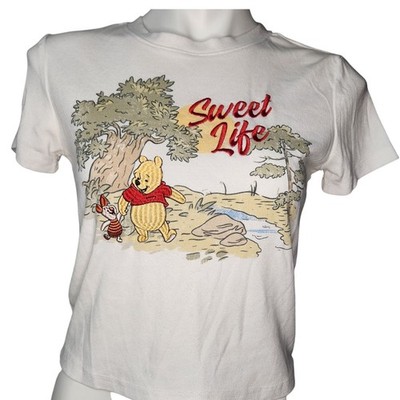 Y2k Winnie the Pooh Crop Top Embroidered ''Sweet Life'' lettering Medium kidcore