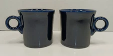 Fiesta Ware Cobalt Blue Coffee Mugs Ring Handle Homer Laughlin HLC USA Set of 2