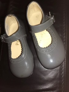 girls grey patent shoes