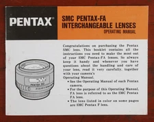 PENTAX SMC PENTAX-FA INTERCHAGEABLE LENSES INSTRUCTION BOOK/165778