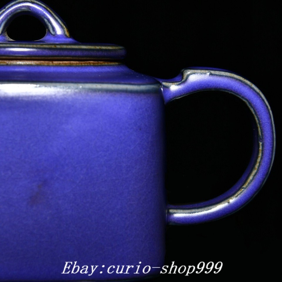 6" Old Song Ru Kiln Purple Glaze Porcelain Fengshui Kettle Wine Tea Pot