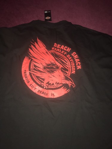Men's Black HARLEY-DAVIDSON T-Shirt 5XL Panama City Beach, FL HD Eagle Lightning - Picture 4 of 6