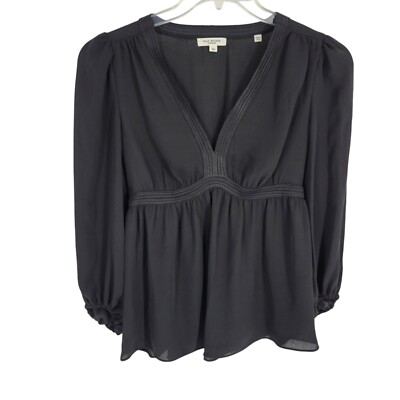 VTG Black Babydoll Blouse Top XS Corporate Goth Vamp Witchy dark romance