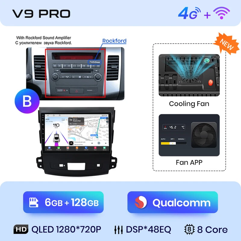 Für Mitsubishi Outlander II CWW 2005-2011 Android13.0 Autoradio GPS NAVI BT DAB+ - Bild 4 von 4