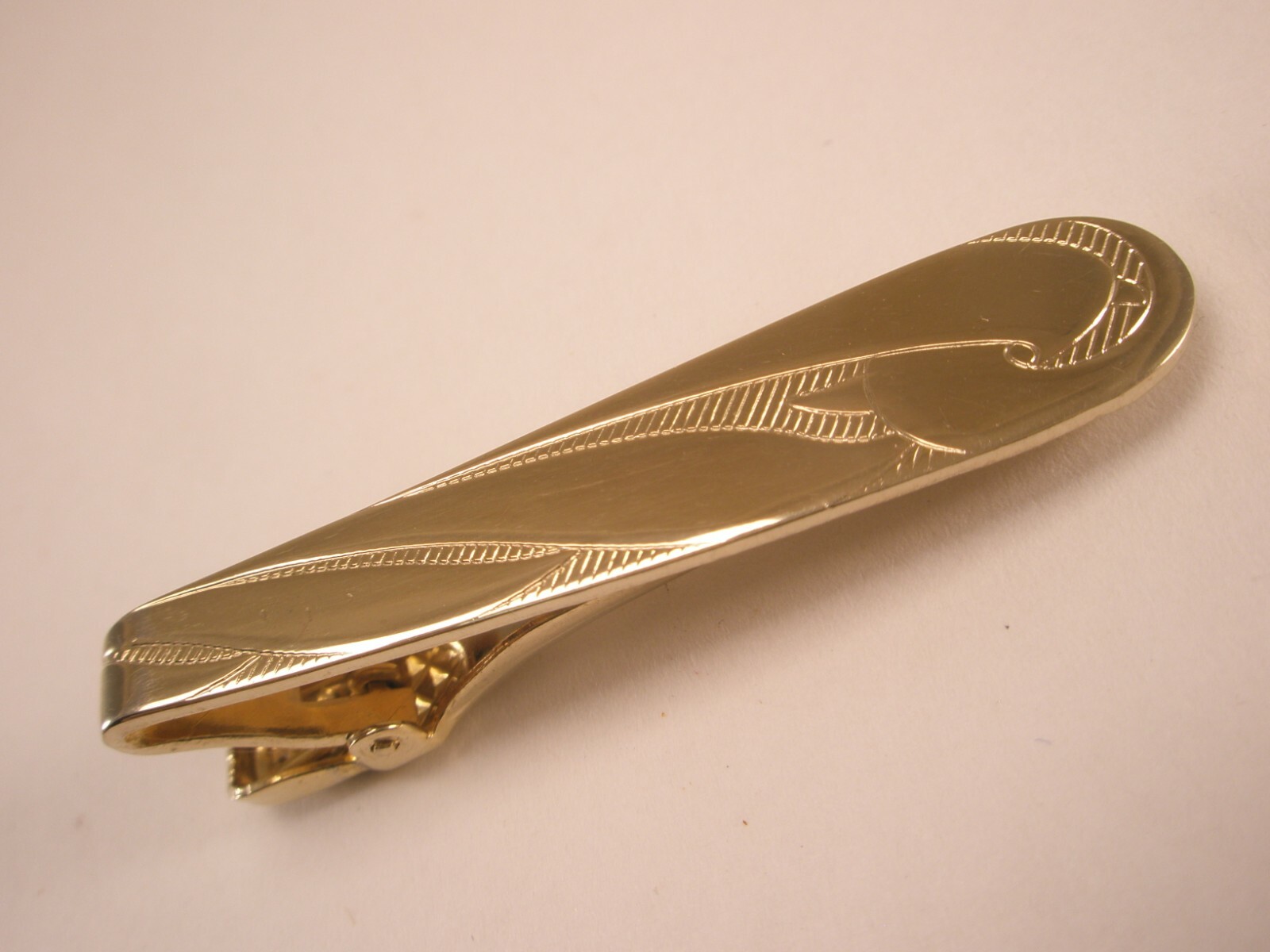 1-7/8" Tapered Design Gold Tone Plain Simple Vintage Tie Bar Clip