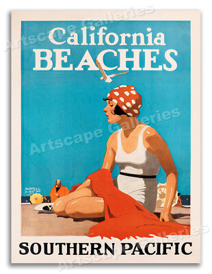 1920s California Beaches - Vintage Travel Style Poster - 18x24