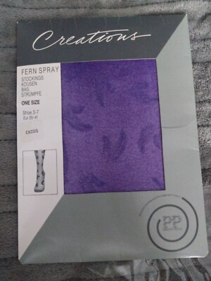 Bnip Vintage Creations Pretty Polly Cassis Fern Spray Patterned Stockings