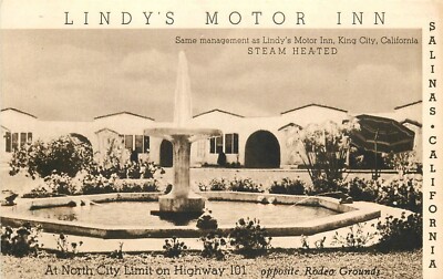 Postcard 1930s Salinas California Lindy's Motor Inn US 101 occupation 24-5908