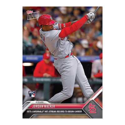 2023 TOPPS NOW #95 JORDAN WALKER - SETS CARDINALS HIT STREAK TO BEGIN CAREER