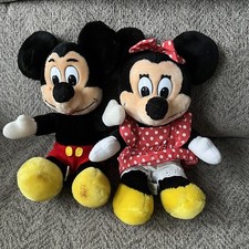 Vintage Mickey Mouse Minnie Mouse Plush Dolls 10 Disneyland Good Condition