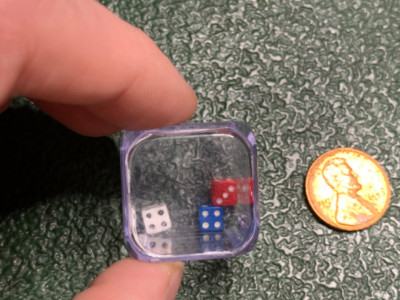 Triple D6 - Three Small D6 in Large Clear D6, Red, White, and Blue - Gaming Dice