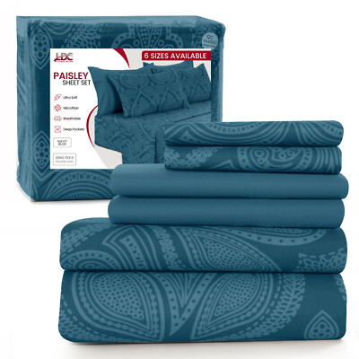 6 Piece Bed Sheets Set Luxury Microfiber Ultra Soft Deep Pocket Bedding Sets