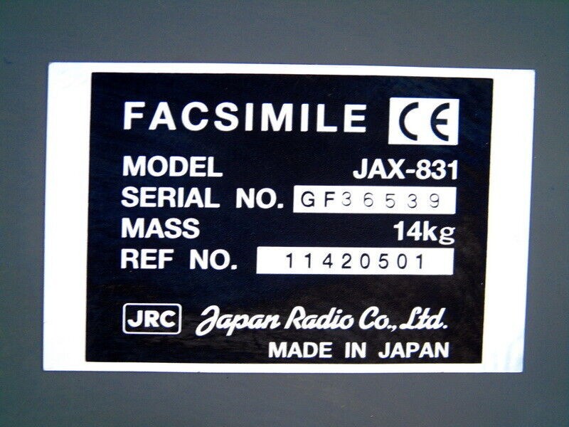 JAPAN RADIO CO JRC JAX 831 MARINE WEATHER FACSIMILE INMARSAT FAX