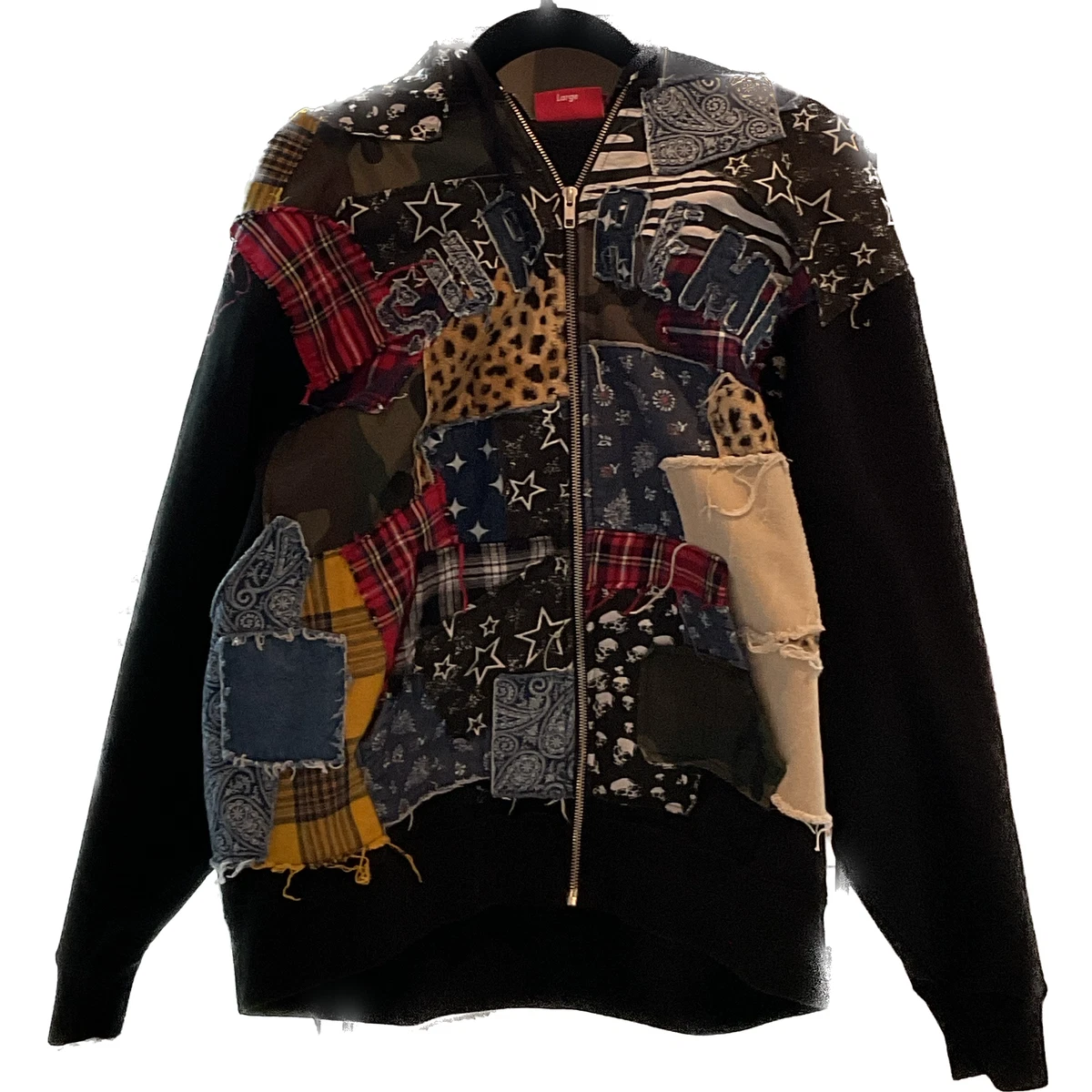 Supreme Patchwork Zip Up Hooded Sweatshirt | eBay
