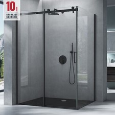 Duschkabine Schwarz Dusche 120x90cm Softclose Schiebet&uuml;r H:195cm 8mm ESG NANO