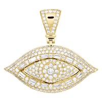 "10K Gelbgold Rund & Baguette Diamant Teufelsauge AnhäNger 1.35 \" Charm 2.94"