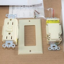 One Lot of 2 GFCI Receptacle w/ Plate Ivory NON-Tamper Proof 15A 125V UL Listed
