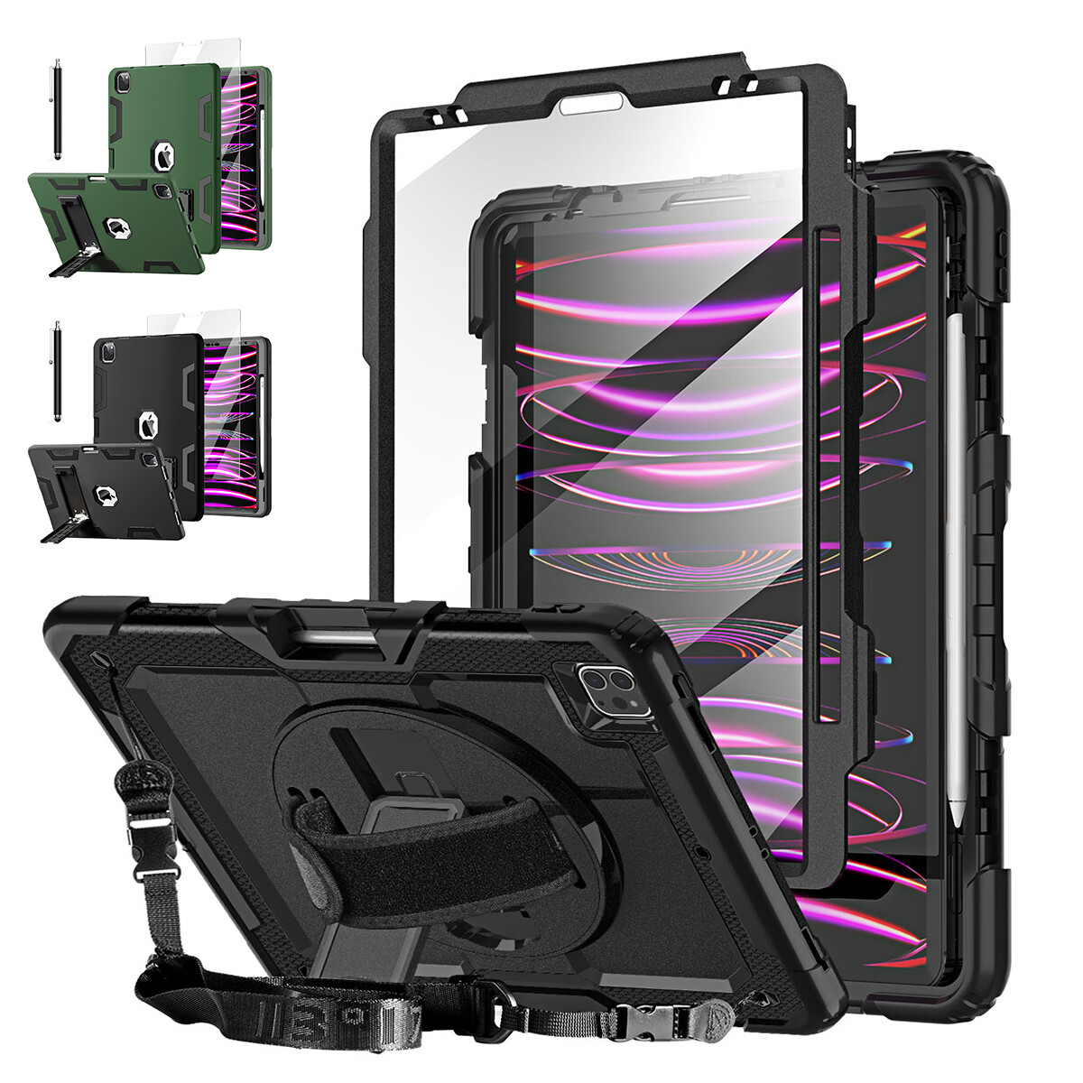 iPad Pro 12.9 6th/5th/4th/3rd Gen Heavy Duty Shockproof Stand Case-image
