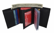 Leather Trifold 8 Credit Card ID Window Wallet Black Men's Wallet