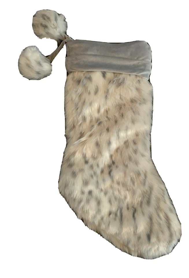 Medias Pottery Barn Adolescentes Imitación Piel Leopardo Monograma NATHAN Navidad Pom Borla Foto 2 de 4