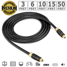 Braided Toslink Digital Fiber Optic Optical Audio Cable SPDIF Dolby DTS